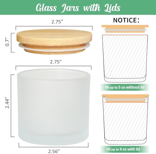 SUPMIND 4oz Frosted Candle Jars Bulk 12pcs, Glass Jars for Candle Making