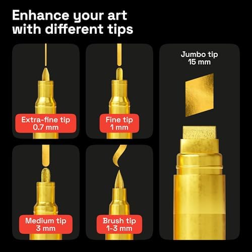 ARTISTRO Gold Paint Pens - Various Tips - Set of 5