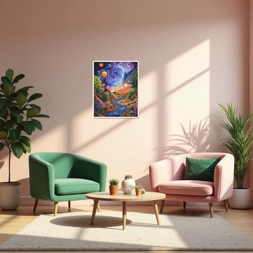 Landscape Paint by Numbers Kit for Adults Beginner Starry Night Oil Painting Kit Adult Paint by Number Kits on Canvas DIY Painting for Beginners Art by Numbers for Gifts Home Wall Decor 16x20 Inch