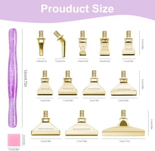 22PCS DIY Diamond Art Pen Painting Tool Set - Metal Threaded Tip Accessories Gem Resin Dotting Pen Supplies Kit (Purple Pen + 12 Tips + 9 Dotting Clay)