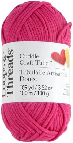 Loops & Threads Cuddle Craft Tube Yarn – Medium (4) Cotton Nylon Blend, Soft Tube Yarn for Knitting, Crochet & Crafts, Ideal for Apparel, Accessories & Decor, 109 yd / 3.52 oz Skein, 8 Pack