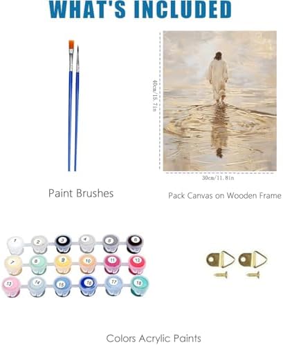 Jesus Paint by Numbers Kit for Adults Framed Canvas 12X16 in, Frameworkless