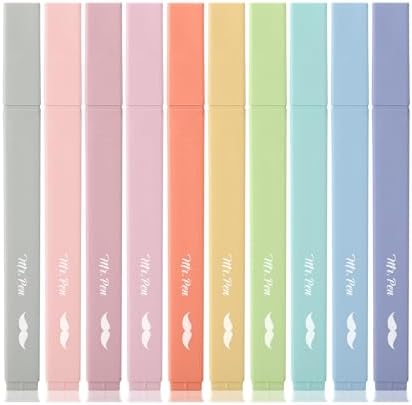 Mr. Pen- Aesthetic Highlighters No Bleed, 10 Pack, Assorted Colors | Chisel Tip, Cute Highlighters Assorted Colors for Journaling, Highlighting, Underlining, Fast Dry, Back to School Supplies