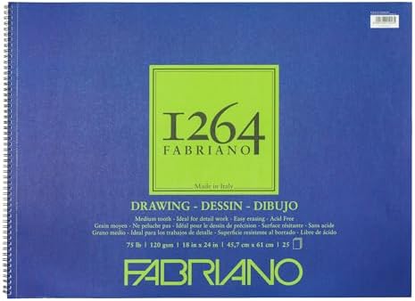 Fabriano 1264 Drawing Pad, 18" x 24", 75 lb.