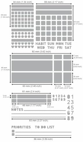Aleks Melnyk No.423 Metal Stencil for Bullet Journaling, Bookmark, Planning, Banners, Lines, Lists, Planner Stamps, Habit Tracker, Dot Journal Stencil for Diary, Template, Scrapbook