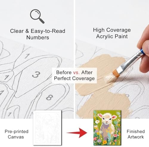 Natuyalo Paint by Numbers Kit for Adults, Sheep Paint By Number Kits for Beginner Animals Acrylic Painting Kit Adults' Paint-by-Number Kits for Gift Home Wall Decor 16x20 inch
