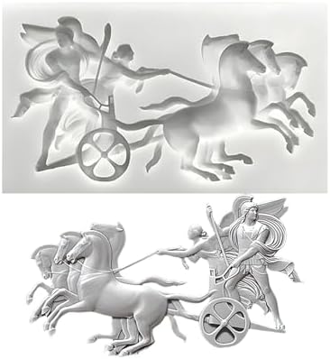 Classical Greek Chariot and Cross Silicone Molds, 3-Piece Set, Ancient Warrior Decorative Relief Design for Chocolate Clay