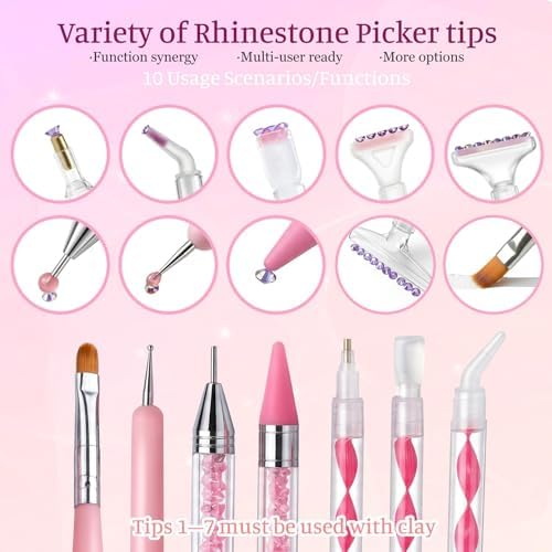 30Pcs Rhinestone Picker Tools for Bedazzling Kit - B7000 Jewelry Glue for Craft,9-in-1 System with 3 Picker Pens&9 Interchangeable Tips, Trays,Tweezers&Clay,All-in-One Diamond Art Painting Set