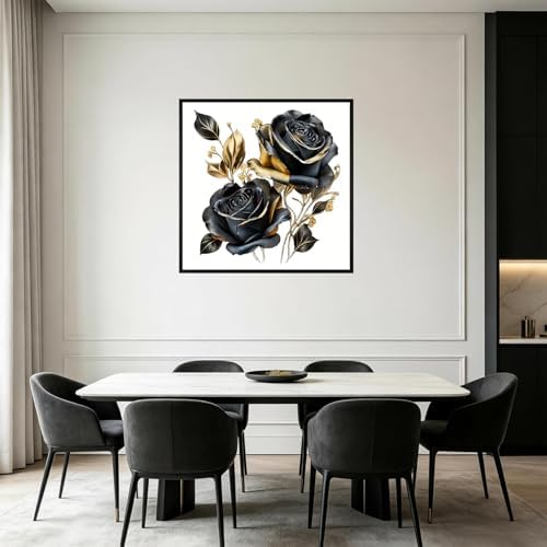 USZDL Rose Diamond Art Kits for Adults,Rose Flowers DIY 5D Diamond Painting Kits for Beginners,Round Full Drill Diamond Dots with Diamond Gem Art and Crafts for Adults Home Wall Decor 13.78x13.78 inch