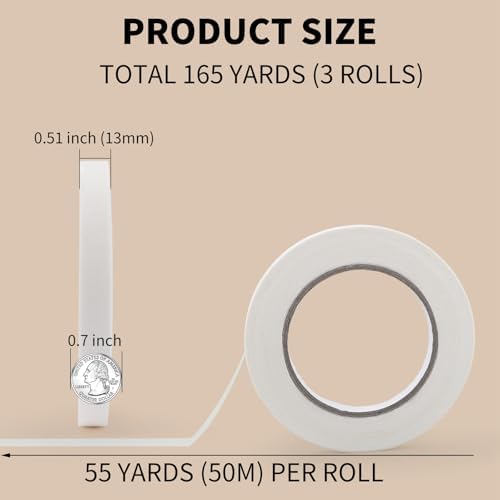 3 Rolls Artist Tape 0.5IN × 492 FT Total Low Tack Watercolor Tape