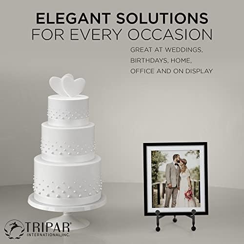 TRIPAR Modern Tripod Easel Display, Black Finish, Lightweight & Durable Design, Perfect for Displaying Pictures, Artwork, Plates, Tiles, & More, 8 Inch