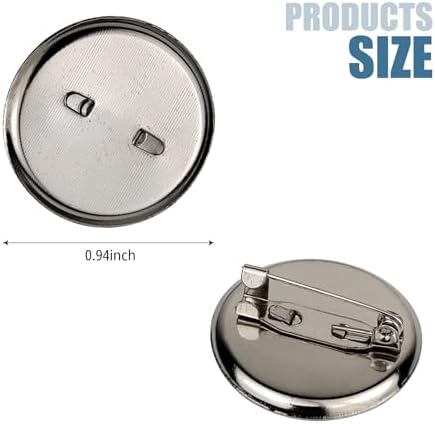50 Pack Brooch Pins, 1 Inch Disk Pin, Blank Pins with Flat Trays for Crafts DIY Jewelry Making (Silver)