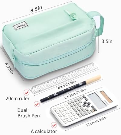 Sooez Big Capacity Pencil Case, Upgraded Canvas Pencil Pouch Large Pencil Bag Organizer, Separate Compartments Easy Grip Handle, Aesthetic Supply for School Teens Adults, Black Pen Case