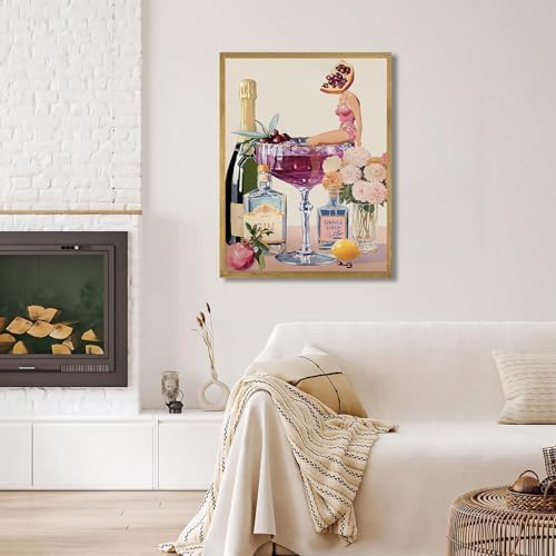 EIBEILI Diamond Art Kits for Adults, Female Fruit Cocktail Diamond Painting Kits for Beginner DIY 5D Full Drill Diamond Dots Crafts for Home Wall Decor Gifts 12x16 Inch
