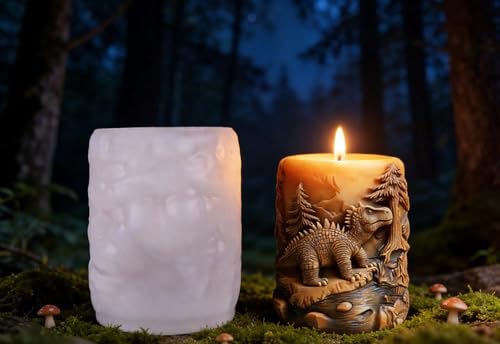 Dragon Dinosaur Animal Cylinder Molds Silicone Wave Spiral Candle Mold - Silicone Resin Casting Molds for Candle & Resin & Soap Craft Supplies