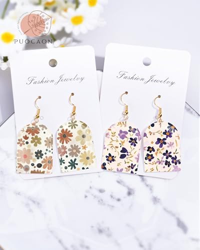 Puocaon Flower Clay Transfer Paper - 18 Pcs Vintage Flower Art Design Transfer Sheets for Polymer Clay Colorful Floral Earrings Design Jewelry Making