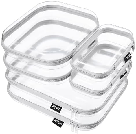 YQBRAO Clear Hard Shell Zipper Cases, 6 Multi-Size Organizers, Grey