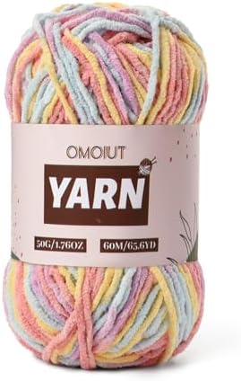 Plush Chenille Chunky Crochet Yarn - Baby Yarn for Crocheting Soft - Velvet Yarns Knitting for Blankets Crafts - Fluffy Amigurumi Yarns 50g / 65.6yd (Macaron)