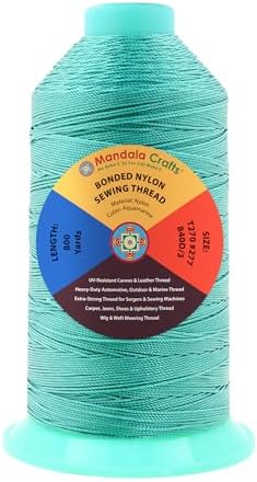 Mandala Crafts Size 277 840D T270 Aquamarine Bonded Nylon Thread, 800 YDs