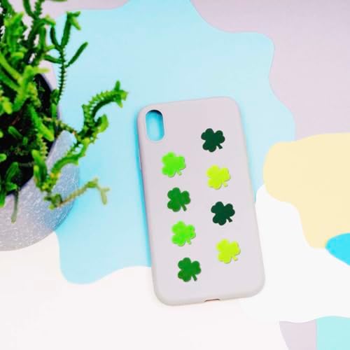100Pcs St. Patrick's Day Shamrocks Handmade Polymer Clay Beads, Luck Clover Prints Polymer Clay Spacer Beads for Women Jewelry Making DIY Charms Bracelet Necklace Hair Clip Accessories Handmade Craft
