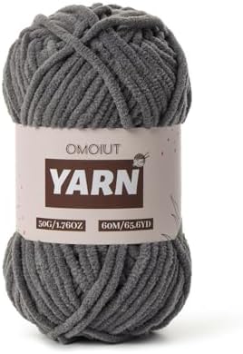 Plush Chenille Chunky Crochet Yarn - Baby Yarn for Crocheting Soft - Velvet Yarns Knitting for Blankets Crafts - Fluffy Amigurumi Yarns 50g / 65.6yd (Dark Gray)