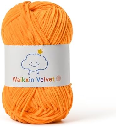 Fluffy Chenille Yarn for Crocheting，Baby Yarn for Crocheting Soft，50g/1.76oz Velvet Amigurumi Yarn ，Fingering Weight Yarns for Crocheting Baby Blankets、DIY Craft.(Orange)