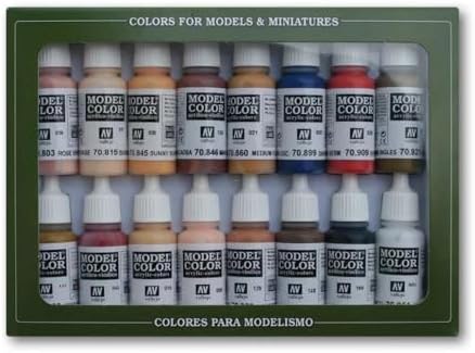 Vallejo - Face & Skin Tones Acrylic Paint Set | Model Color | Figure Color Series Historical Miniature Kit to Achieve Historical Accuracy with Artist-Grade Pigments | 16 Bottles x 18 ml (0.60 fl.oz.)