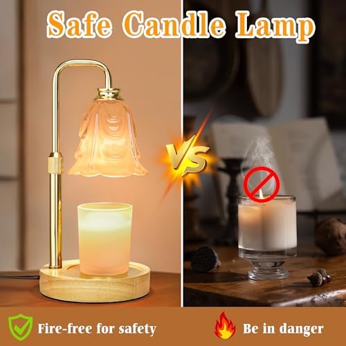 XJZJY White Flower Candle Warmer Lamp with Timer, Birthday Gifts for Women | Dimmable wax melt warmer with 2 bulbs for jar candles, height adjustable,White tulip design, home decor, housewarming gifts