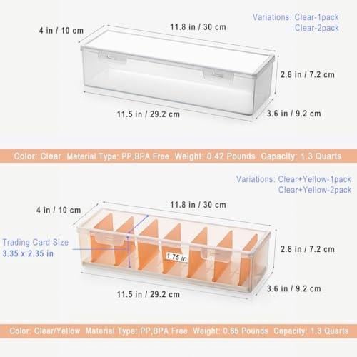 Vidifor Clear Craft and Art Supply Storage Organizer, Small Deep Strips Container with Lid for Makeup, Paint Brush, plastic straws, Tools, Crayon, Stackable (Clear-1pack)