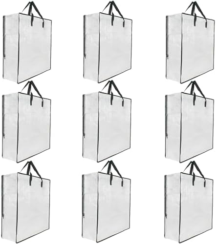 9 Pack Clear Storage Bags with Zipper and Handles, Blanket Bags For Closet Storage, Moving and Packing Supplies for College, Underbed Storage Organizer for Clothes Pillow Bedding Christmas Wreath