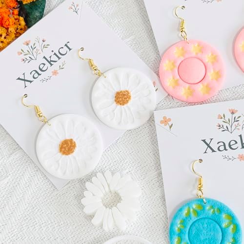 Xaekicr Round Floral Polymer Clay Cutters Set – Clay Earring Cutters for DIY Jewelry, Circle Flower Clay Tools for Earrings Making, Clay Molds for Polymer Clay Projects