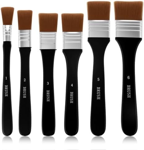 Ouligay 6PCS Large Craft Paint Brushes Wide Flat Paint Brushes for Acrylic Painting Set Nylon Paintbrushes Artist Paint Brushes for Acrylic, Oil, Body, Facial Mask Assorted Size