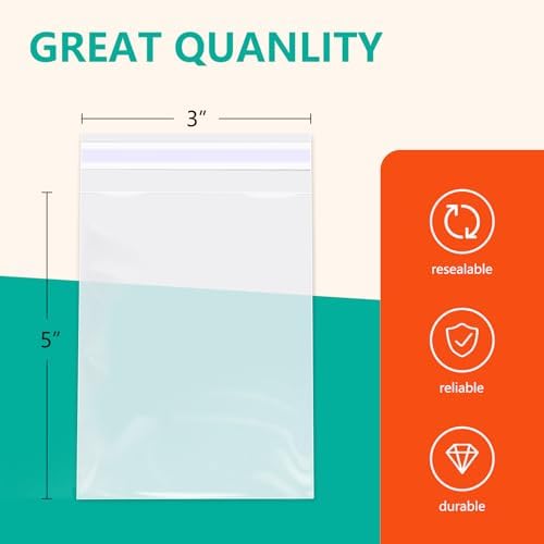 iMailer - 100 Pcs - 3" x 5" Clear Small Cellophane Bags - Self Sealing Cello Plastic Bags for Bakery, Cookies, Photo, Jewelry, Party Favors (Pack of 2)