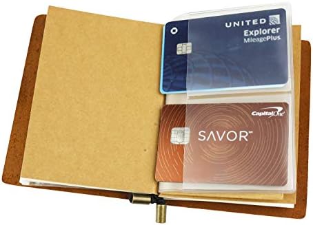 WANDERINGS Clear Zipper Case and Kraft Card Holder for Refillable Travel Journals - 3.5" x 5" (9 x 12.5cm) - Pocket / Passport Size