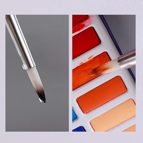 9Pcs Artist Paint Brushes Set, Color-Coded Wooden Handle Nylon Bristle Art Brushes for Acrylic Watercolor Gouache Oil Painting, Multi-Size Professional Paintbrush Kit for Beginners, Adults & Kids