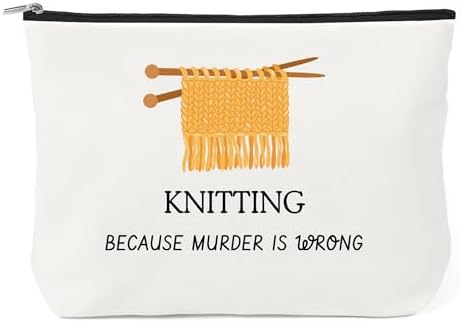Knitting Gifts for Knitters Makeup Bag - Crochet Gifts for Crocheters Knitters Crochet Lovers Cosmetic Bag for Purse Travel Toiletry Bags Makeup Pouch With Zipper Crochets Knitting Supplies Stuff