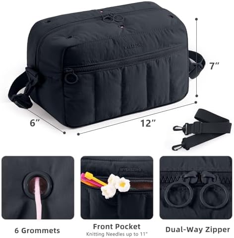 MYBAGZIGN Crochet Bag Organizer for Yarn & Hooks, Large Capacity Yarn Storage Bag with Yarn Holder Holes, Portable Crochet & Knitting Bag for Crocheting on the Go, Craft Travel Bag Gifts for Women