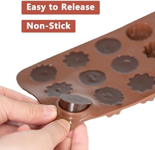 6 Pack Flower Shape Chocolate Candy Molds, Silicone Baking Molds