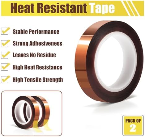 MEBMIK 2 Rolls 10mm x16m(52FT) Heat Tape High Temperature Heat Resistant Tape Heat Transfer Tape for Heat Sublimation Press Vinyl,No Residue