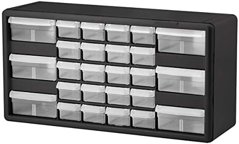 Akro-Mils 26-Drawer Plastic Storage Cabinet, 20"W x 6"D x 10"H, Black