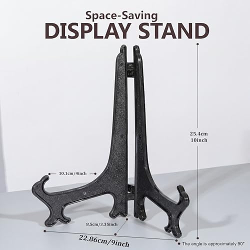 Artliving 10 Inch Black 6pcs/Set Plastic Easels Plate Display Stands Picture Frame Stand Holder