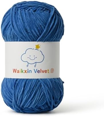 Fluffy Chenille Yarn for Crocheting，Baby Yarn for Crocheting Soft，50g/1.76oz Velvet Amigurumi Yarn ，Fingering Weight Yarns for Crocheting Baby Blankets、DIY Craft.(Blue)