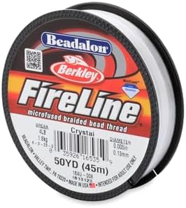 Beadalon FireLine Microfused Braided Beading Cord Thread, Crystal- 4LB/50YD