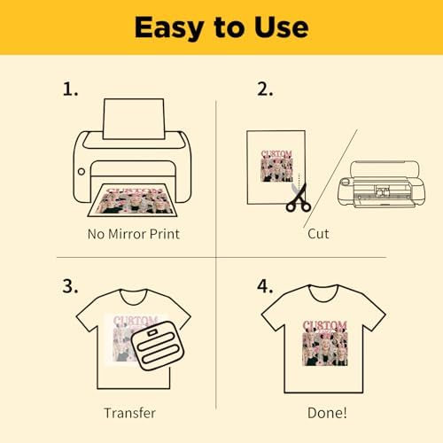 TransOurDream Heat Transfer Paper for Dark Fabric (30 Sheets, 8.5x11),Printable Heat Transfer Vinyl for T-Shirts Iron on Transfers for Inkjet Printer
