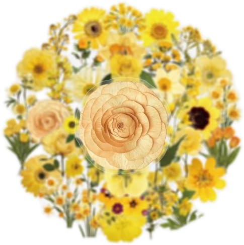 Aesthetic Flowers Stickers Flora Scrapbook Stickers Yellow