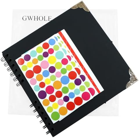 GWHOLE Scrapbook Album 8 x 8 inch, Black