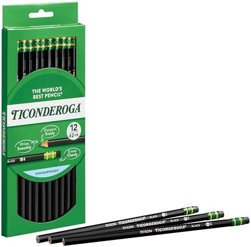 Ticonderoga Pencils, Wood-Cased Graphite, #2 HB Soft, Black (13953) (Pack of 72, 864 Count Total)
