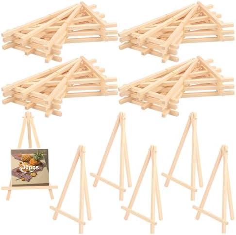 Yiksonyo 30 Pack 9 Inch Wooden Easel, Tabletop Wood Easels, Small Wooden Easel for Painting, Art, and Crafts