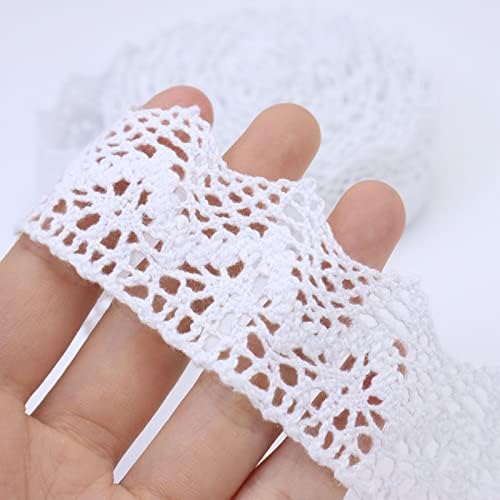 White Lace Ribbon 10 Yards Crochet Lace Trim Cotton Sewing for Crafts, Gift Package Wrapping, Bridal Wedding Decoration, Scrapbooking Supplies