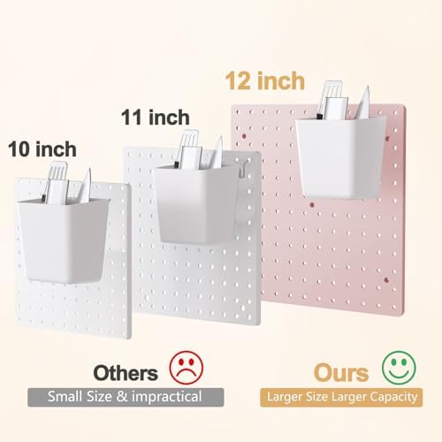 FZK Modular Plastic Pegboard Wall Organizer Kit, Pink, 12x12, 4 Panels